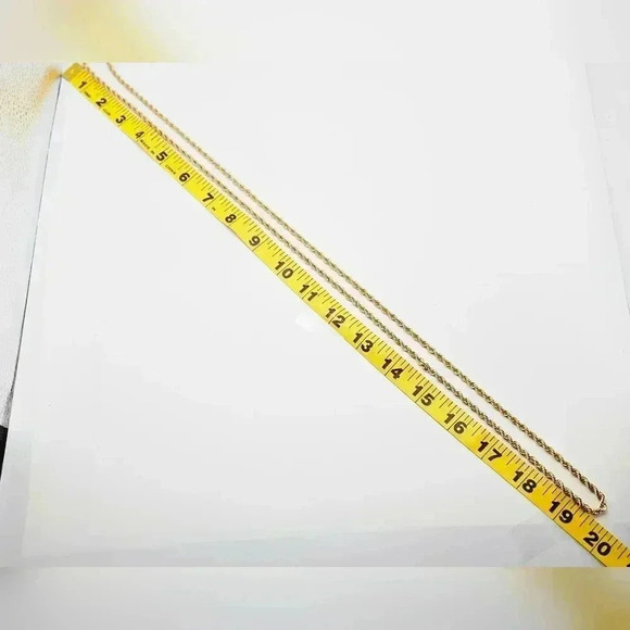 ROPE NECKLACE .39 Grams Gold Tone 19" - Picture 2 of 4